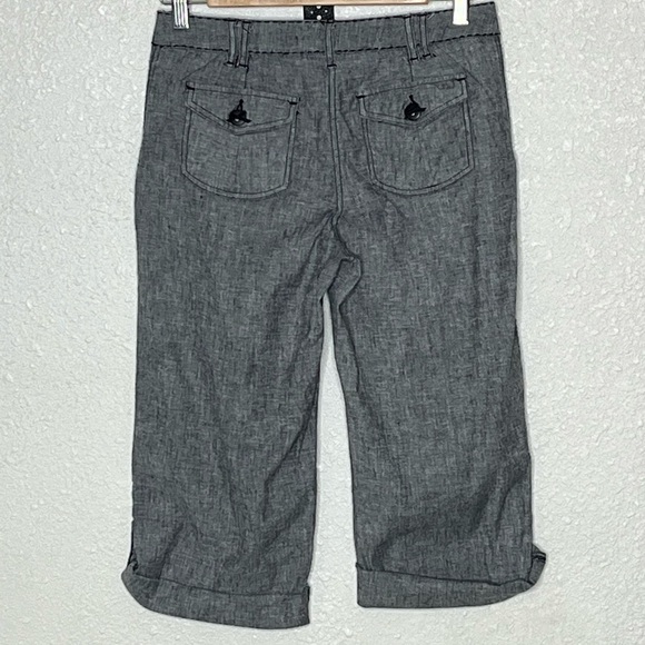 White House Black Market Linen Blend Roll Up Capris Sz 2 - Picture 5 of 8